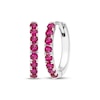 Thumbnail Image 1 of Lab-Created Ruby Hoop Earrings Sterling Silver