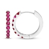 Thumbnail Image 3 of Lab-Created Ruby Hoop Earrings Sterling Silver