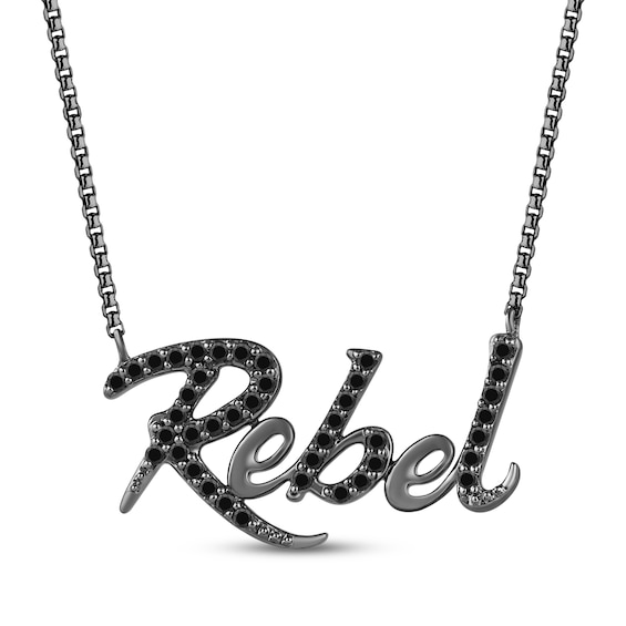 Ink & Ice Black Diamond "Rebel" Necklace 1/4 ct tw Black Rhodium-Plated Sterling Silver 18"