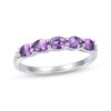Thumbnail Image 1 of Oval-Cut Amethyst & White Lab-Created Sapphire Ring Sterling Silver
