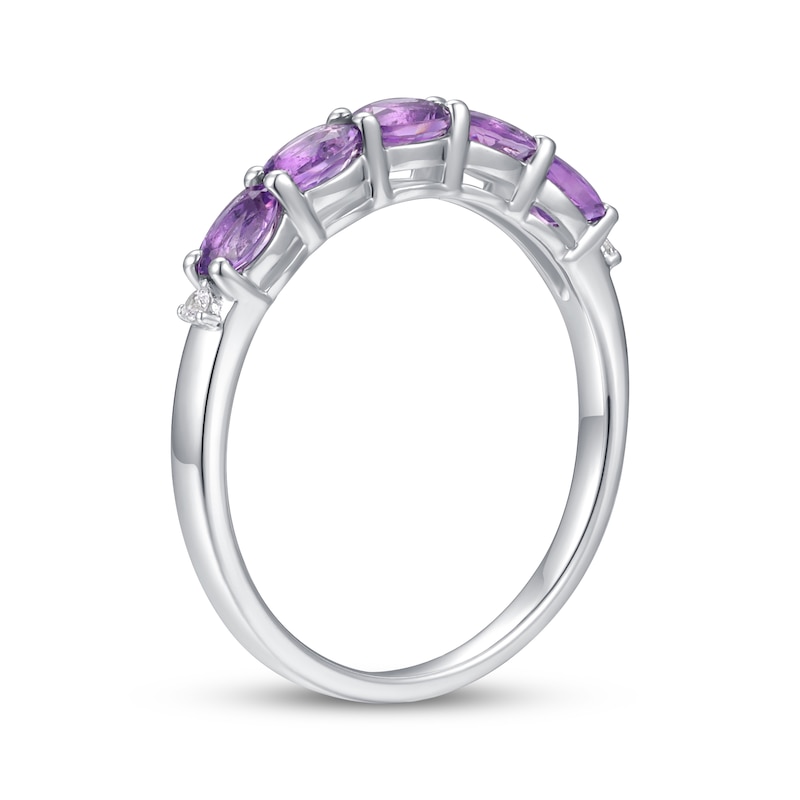 Main Image 2 of Oval-Cut Amethyst & White Lab-Created Sapphire Ring Sterling Silver