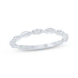 Diamond Textured Anniversary Ring 1/10 ct tw 10K White Gold