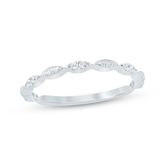 Diamond Textured Anniversary Ring 1/10 ct tw 10K White Gold