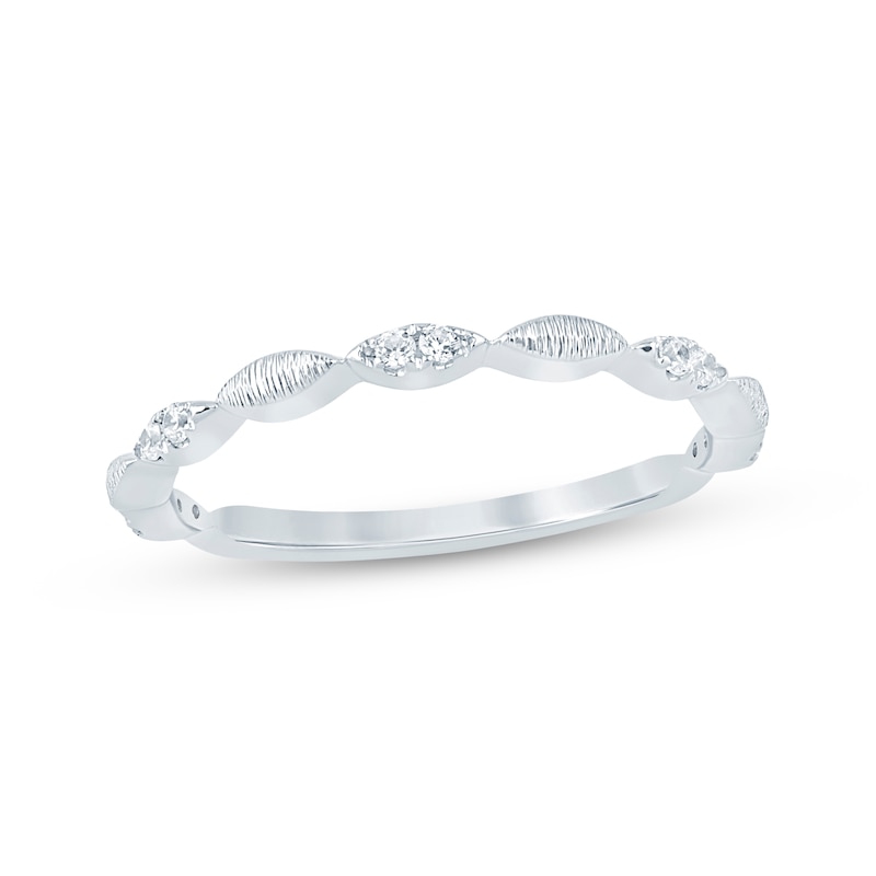 Main Image 1 of Diamond Textured Anniversary Ring 1/10 ct tw 10K White Gold