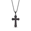 Thumbnail Image 1 of Men's Wood Cross Necklace Black Ion-Plated Stainless Steel 24"