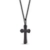 Thumbnail Image 2 of Men's Wood Cross Necklace Black Ion-Plated Stainless Steel 24"