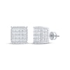 Thumbnail Image 1 of Men's Lab-Grown Diamond Multi-Stone Square Stud Earrings 2 ct tw 10K White Gold