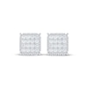 Thumbnail Image 2 of Men's Lab-Grown Diamond Multi-Stone Square Stud Earrings 2 ct tw 10K White Gold