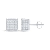 Thumbnail Image 3 of Men's Lab-Grown Diamond Multi-Stone Square Stud Earrings 2 ct tw 10K White Gold