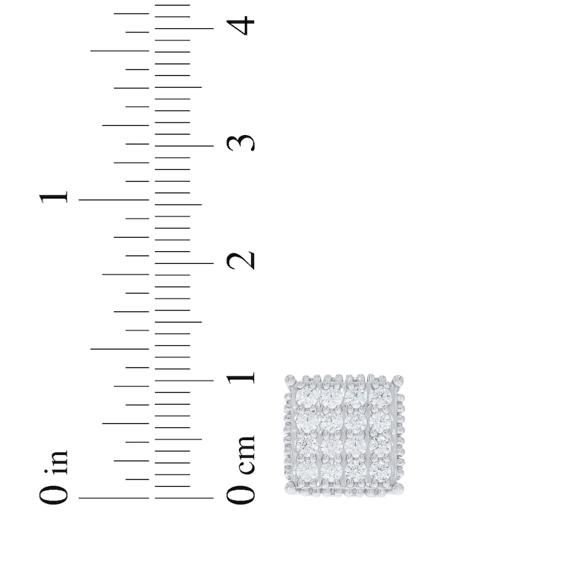 Main Image 5 of Men's Lab-Grown Diamond Multi-Stone Square Stud Earrings 2 ct tw 10K White Gold