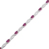 Thumbnail Image 2 of Oval-Cut Lab-Created Ruby & White Lab-Created Sapphire Link Bracelet Sterling Silver 7.25"