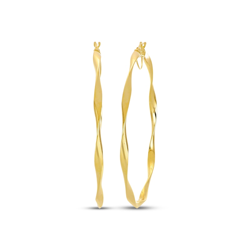 Main Image 1 of Twist Hoop Earrings 10K Yellow Gold 60mm