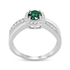 Thumbnail Image 3 of Lab-Created Emerald & White Lab-Created Sapphire Halo Split Shank Ring Sterling Silver