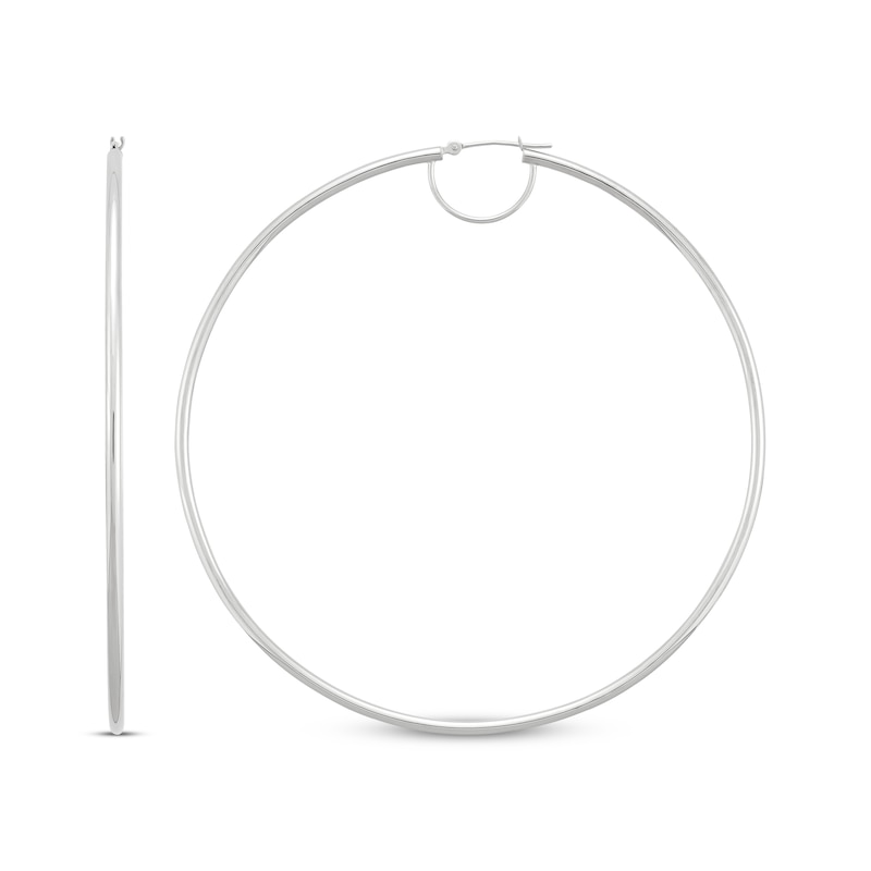 Main Image 3 of Hoop Earrings 10K White Gold 80mm