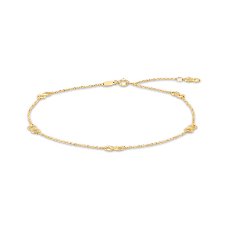 Main Image 1 of Infinity Station Anklet 10K Yellow Gold 10"