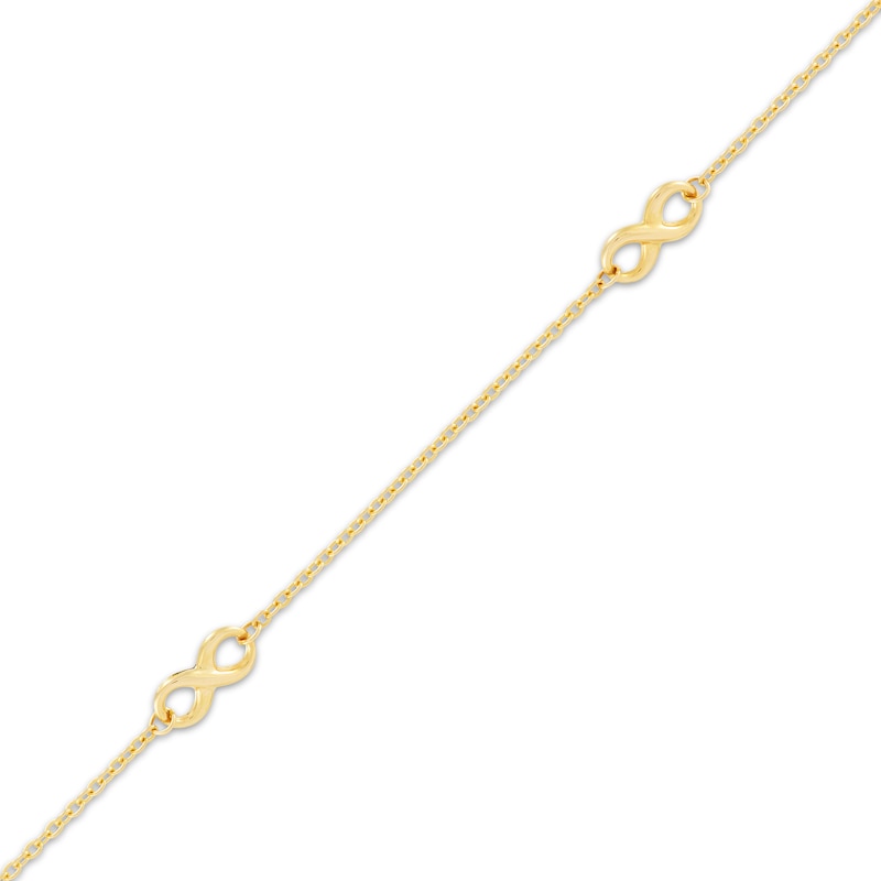 Main Image 2 of Infinity Station Anklet 10K Yellow Gold 10"