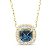 Thumbnail Image 1 of American Blue Sapphire & Diamond Halo Necklace 1/10 ctw tw 10K Yellow Gold 18"
