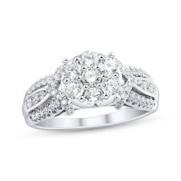 Adore Multi-Diamond Chevron Engagement Ring 1 ct tw 10K White Gold