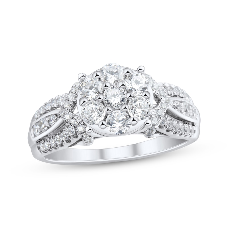 Main Image 1 of Adore Multi-Diamond Chevron Engagement Ring 1 ct tw 10K White Gold