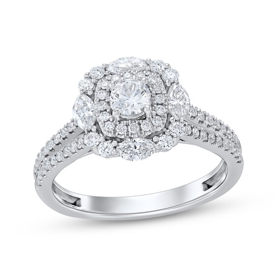 Adore Round-Cut Diamond Double Halo Engagement Ring 1 ct tw 14K White Gold
