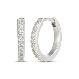White Lab-Created Sapphire Hoop Earrings Sterling Silver
