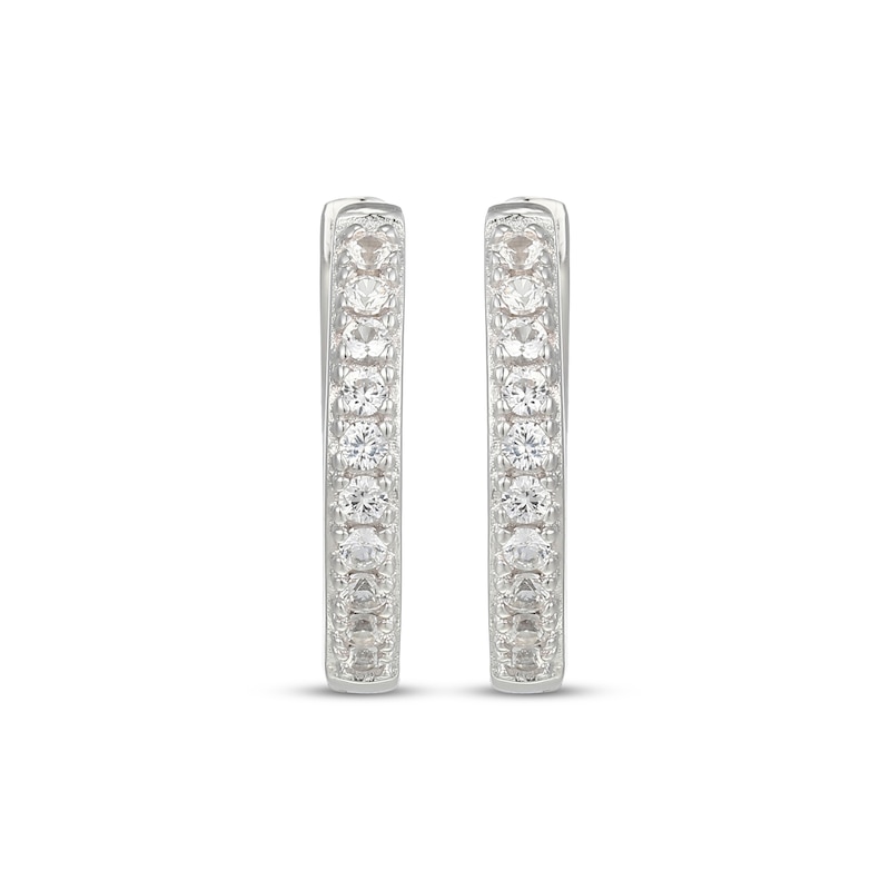 Main Image 2 of White Lab-Created Sapphire Hoop Earrings Sterling Silver