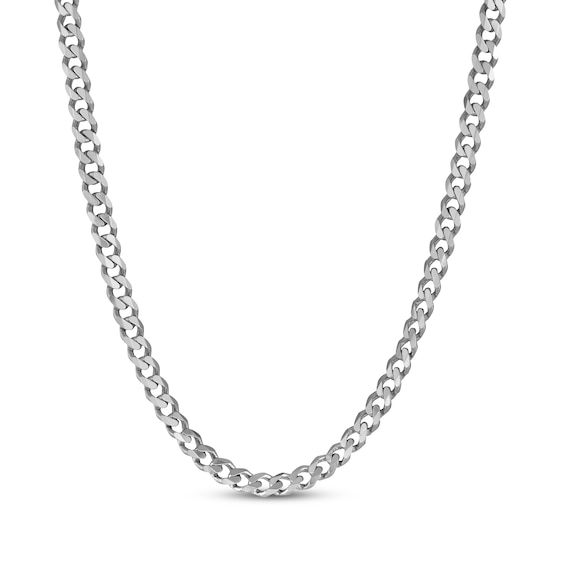 6.4mm Diamond-Cut Curb Chain Necklace Solid Sterling Silver 24"