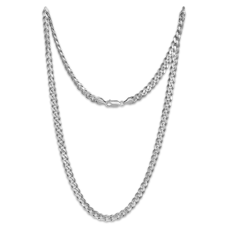 Main Image 2 of 6.4mm Diamond-Cut Curb Chain Necklace Solid Sterling Silver 24"
