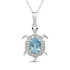 Thumbnail Image 1 of Oval-Cut Sky Blue Topaz & White Lab-Created Sapphire Sterling Silver 18"