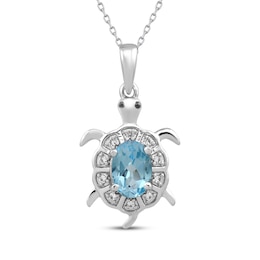 Oval-Cut Sky Blue Topaz & White Lab-Created Sapphire Sterling Silver 18"