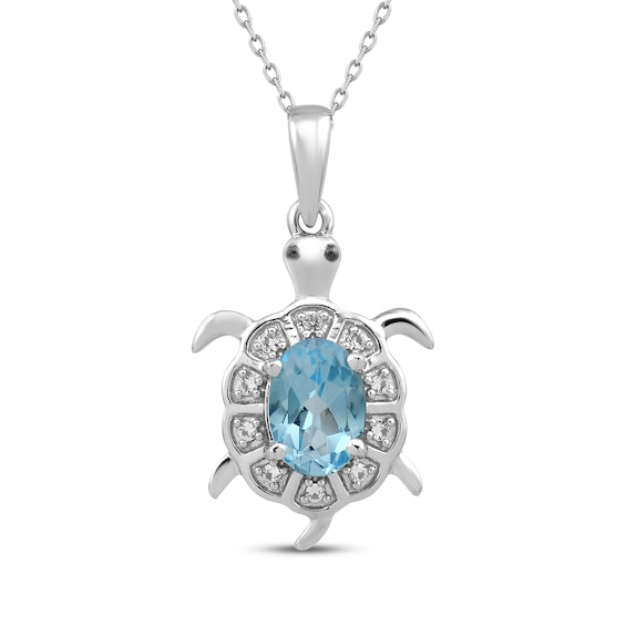 Oval-Cut Sky Blue Topaz & White Lab-Created Sapphire Sterling Silver 18"