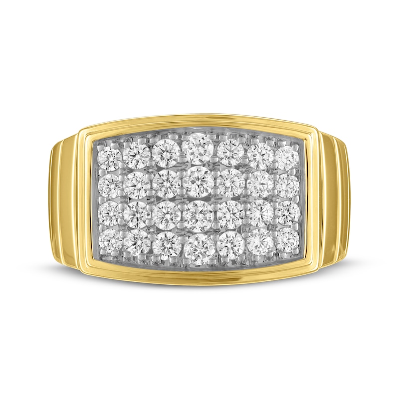 Main Image 3 of Men's Multi-Diamond Pavé Ribbed Ring 1 ct tw 10K Yellow Gold
