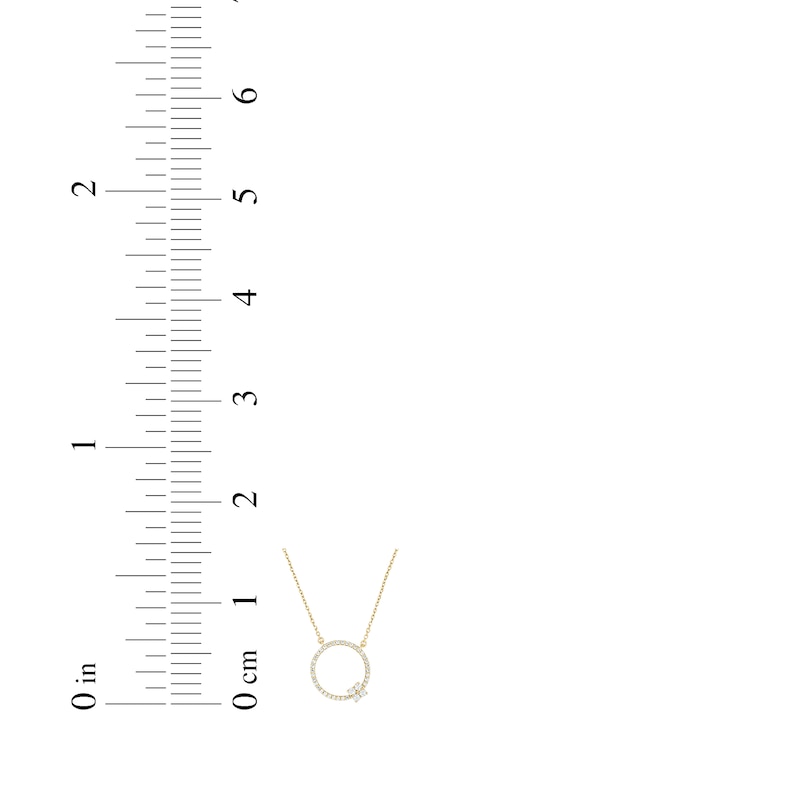 Main Image 3 of Diamond Open-Circle Clover Necklace 1/5 ct tw 24K Yellow Gold Vermeil Sterling Silver 18"