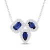Thumbnail Image 1 of Multi-Shape Blue & White Lab-Created Sapphire Cluster Necklace Sterling Silver 18"