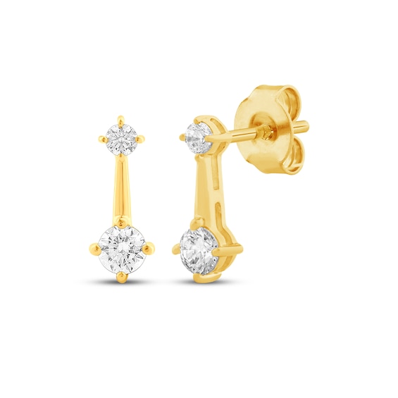 Milestones Lab-Grown Diamond Two-Stone Drop Earrings 1/4 ct tw 10K Yellow Gold