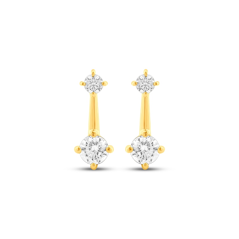 Main Image 2 of Milestones Lab-Grown Diamond Two-Stone Drop Earrings 1/4 ct tw 10K Yellow Gold