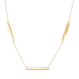 Bar Trio Station Necklace 10K Yellow Gold 18"