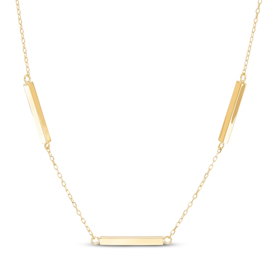 Bar Trio Station Necklace 10K Yellow Gold 18"
