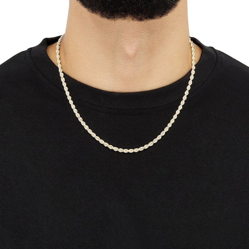 Main Image 4 of 3.7mm Silk Rope Chain Necklace Solid 14K Yellow Gold 20"