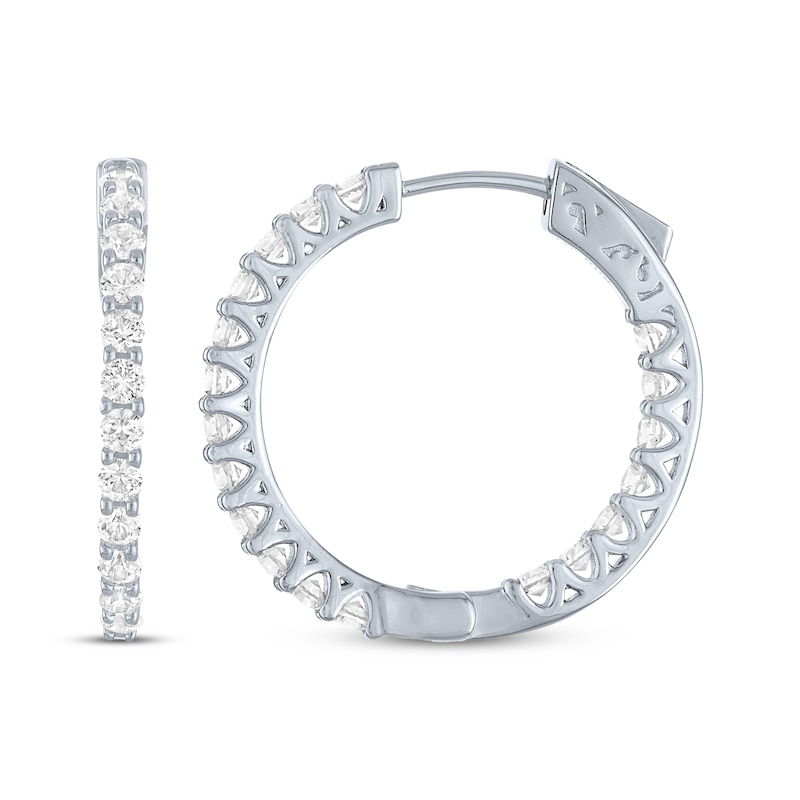 Main Image 3 of White Lab-Created Sapphire Inside-Out Hoop Earrings Sterling Silver