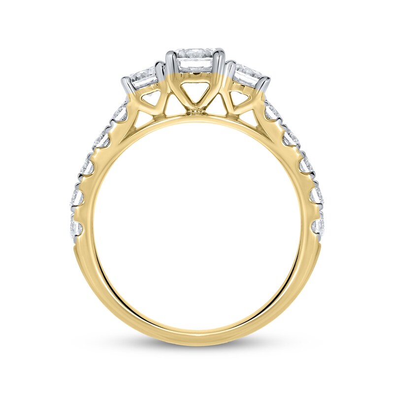 Main Image 3 of Adore Round-Cut Diamond Three-Stone Engagement Ring 1-1/2 ct tw 14K Yellow Gold