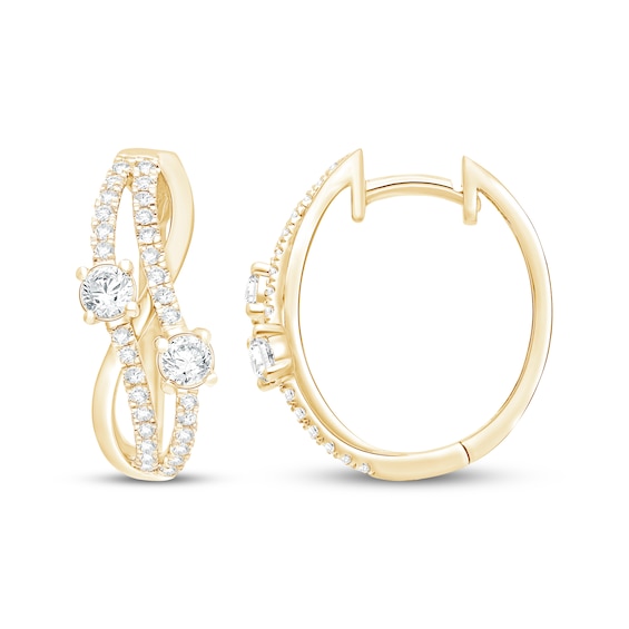 KAY Lab-Grown Diamonds Wavy Split Hoop Earrings 1 ct tw 14K Yellow Gold
