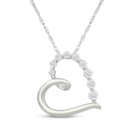 KAY Lab-Grown Diamonds Tilted Swirl Heart Necklace 1/4 ct tw Sterling Silver 18"
