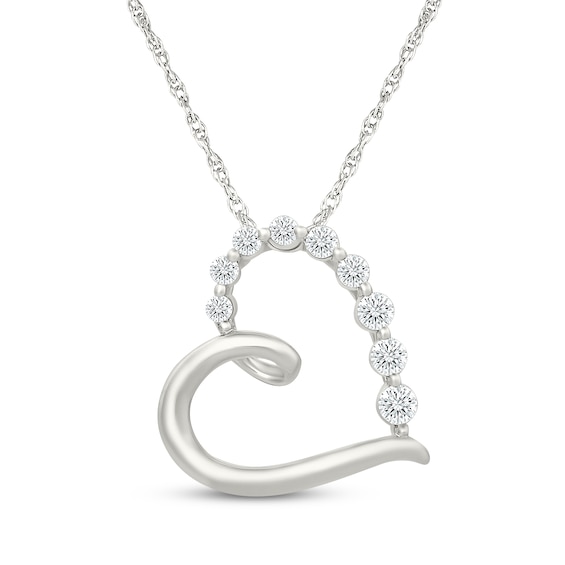 KAY Lab-Grown Diamonds Tilted Swirl Heart Necklace 1/4 ct tw Sterling Silver 18"