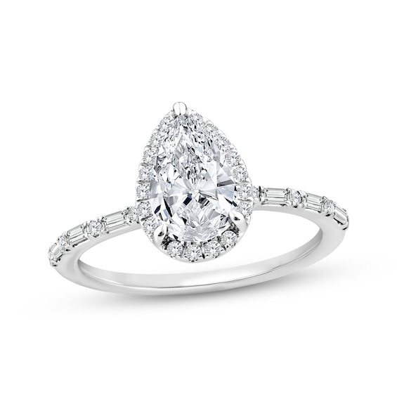 Adore Lab-Grown Diamonds Certified Pear-Shaped Halo Engagement Ring 1-1/2 ct tw 14K White Gold