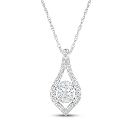 KAY Lab-Grown Diamonds Oval-Cut Elongated Teardrop Necklace 1-3/4 ct tw Sterling Silver 18"