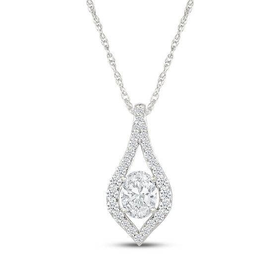 KAY Lab-Grown Diamonds Oval-Cut Elongated Teardrop Necklace 1-3/4 ct tw Sterling Silver 18"