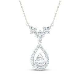 KAY Lab-Grown Diamonds Pear-Shaped Teardrop Frame Dangle Necklace 1-1/4 ct tw Sterling Silver 18"