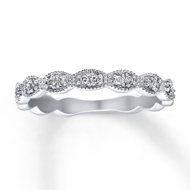 Main Image 1 of Diamond Anniversary Ring 1/10 ct tw Round-cut 10K White Gold