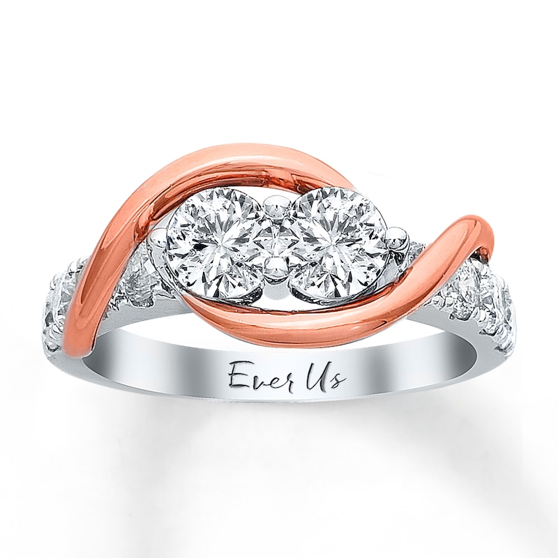 Main Image 1 of Ever Us Two-Stone Ring 1-1/2 ct tw Diamonds 14K Two-Tone Gold